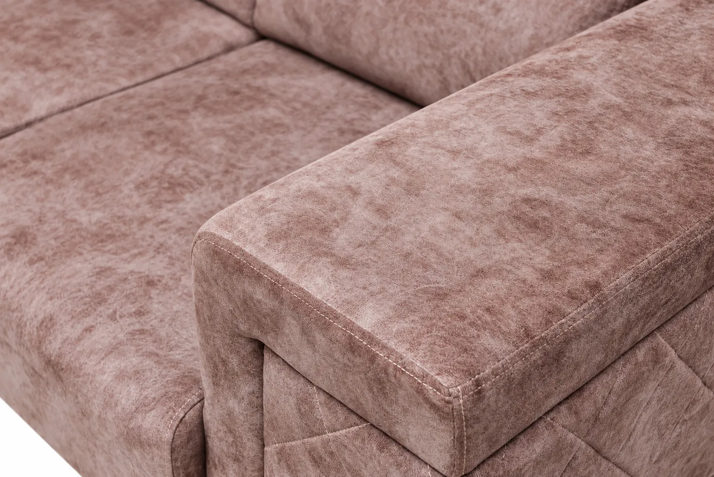 L-Shaped Sofa, Mocha Brown Suede, photo 2