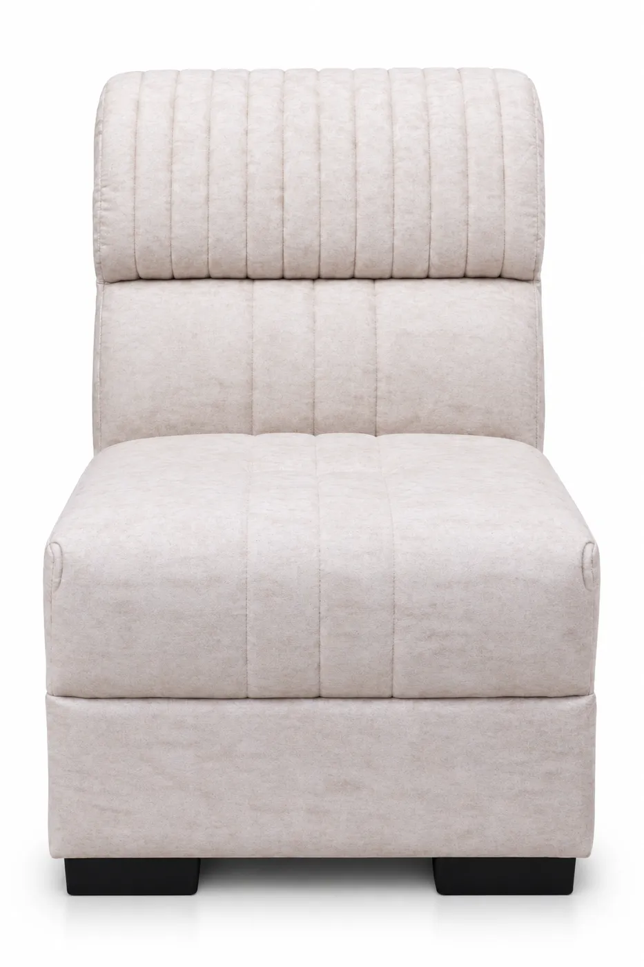 L-Shaped Sofa, Ivory with Wooden Arm Accents, photo 5