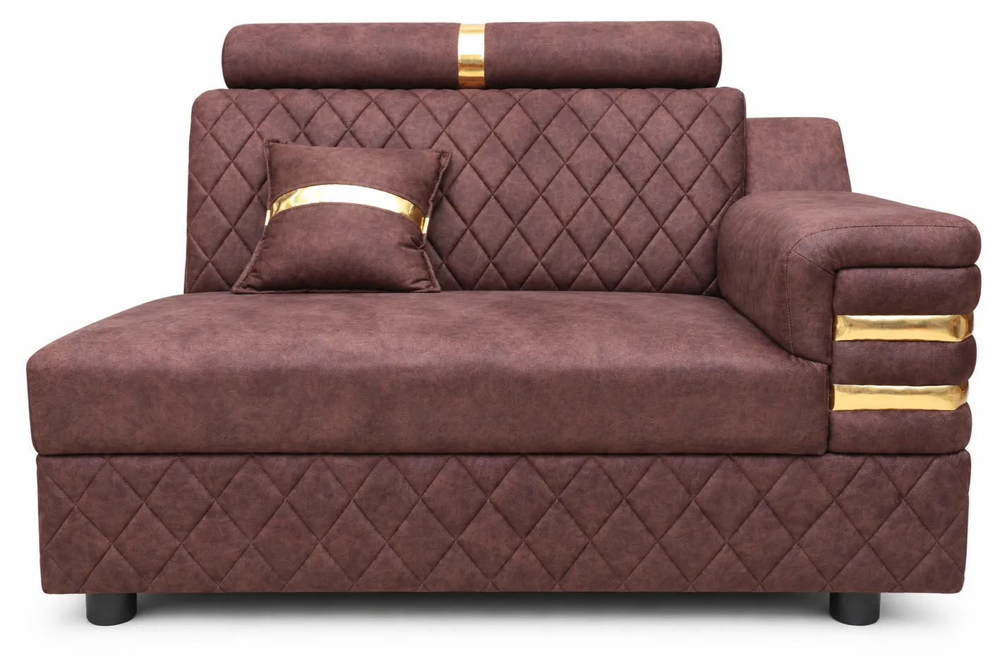 L-Shaped Sofa, Maroon Quilted with Gold Trim, photo 3