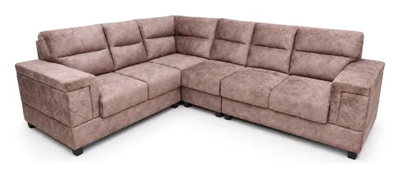 L-Shaped Sofa, Mocha Brown Suede