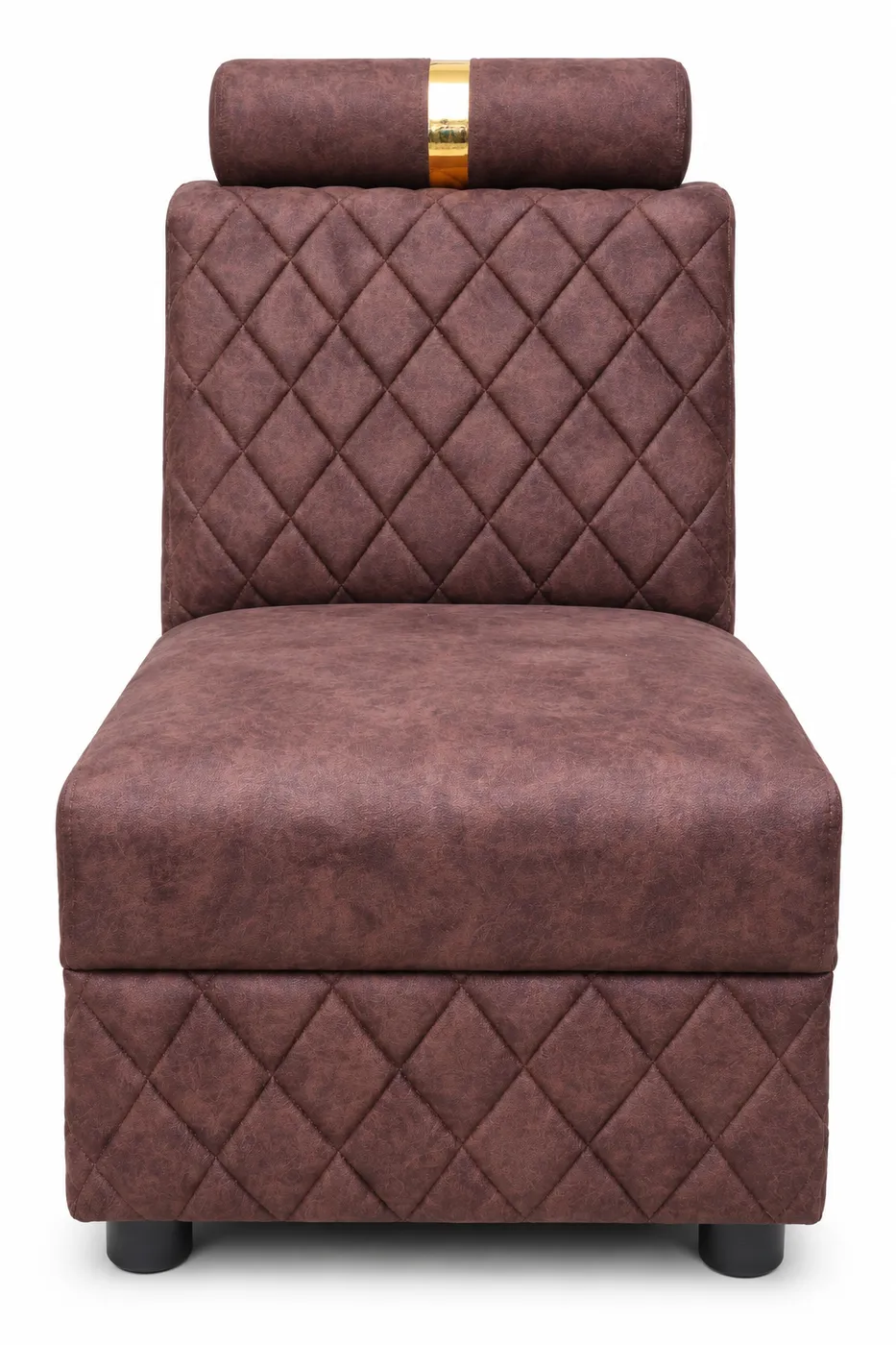 L-Shaped Sofa, Maroon Quilted with Gold Trim, photo 8