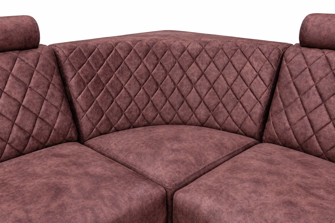 L-Shaped Sofa, Maroon Quilted with Gold Trim, photo 9