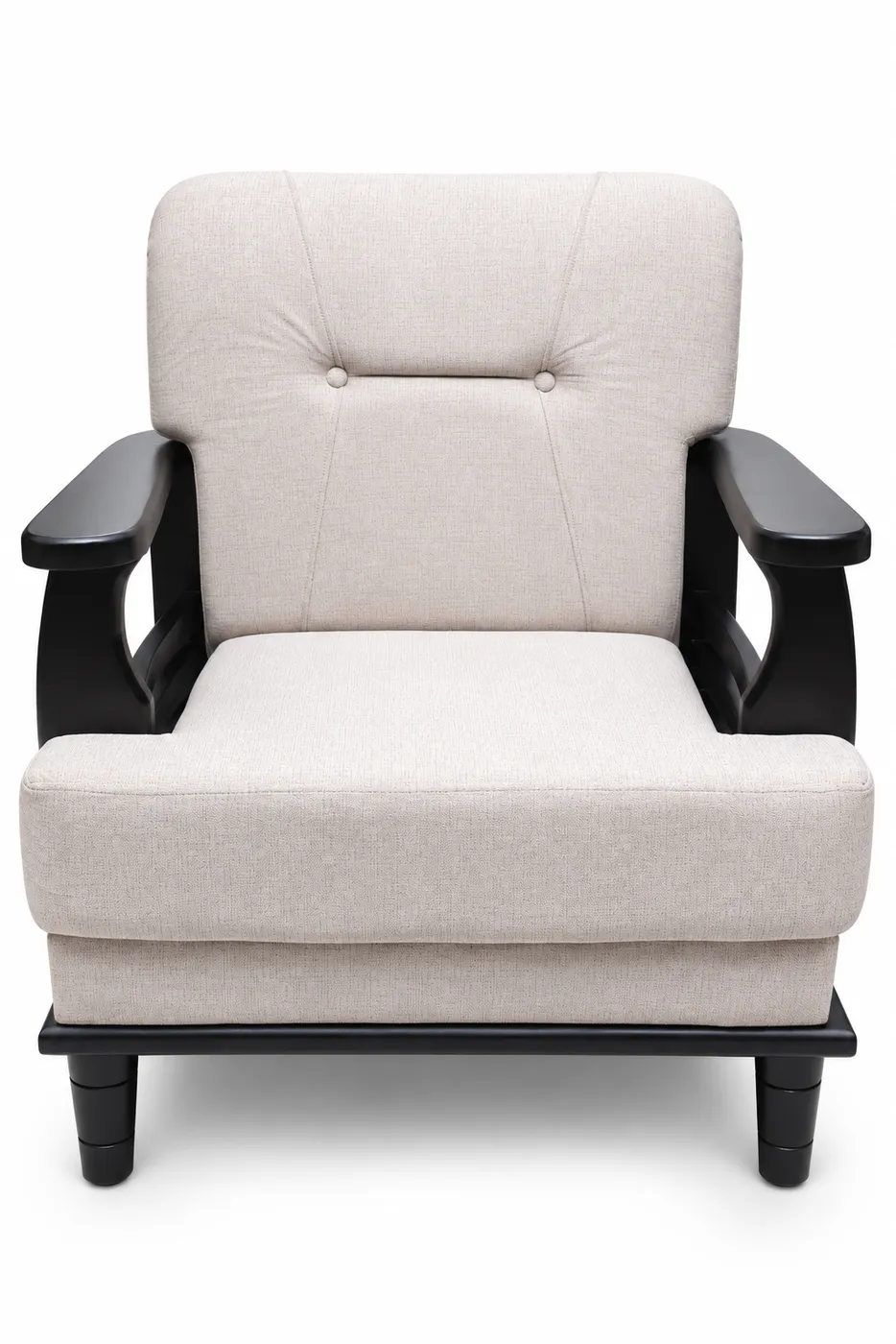 Sofa Set 3+1+1, Cream with Black Wooden Frame, photo 2