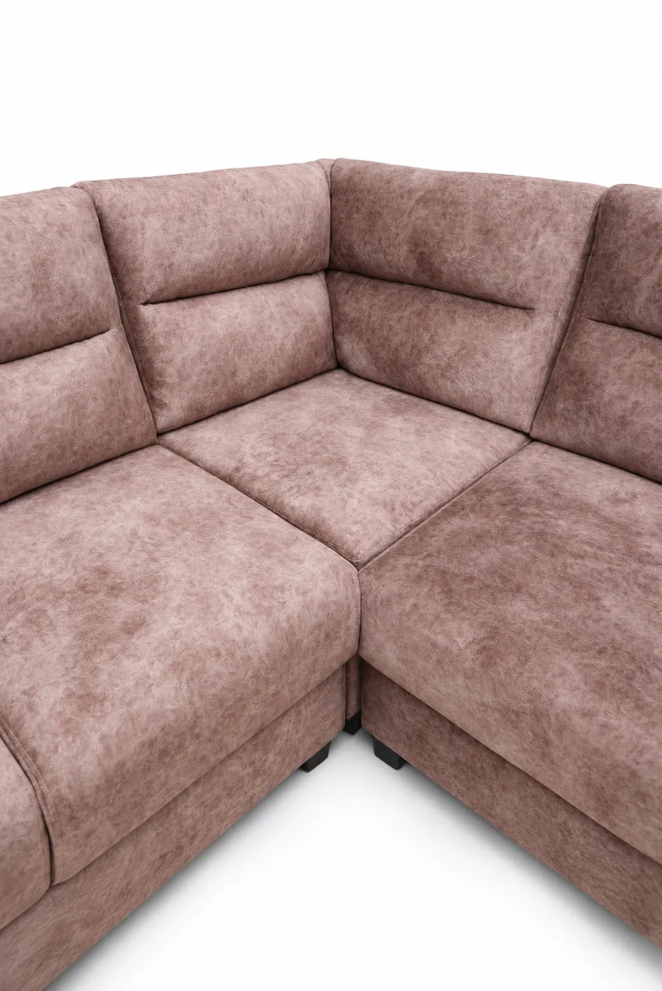 L-Shaped Sofa, Mocha Brown Suede, photo 4
