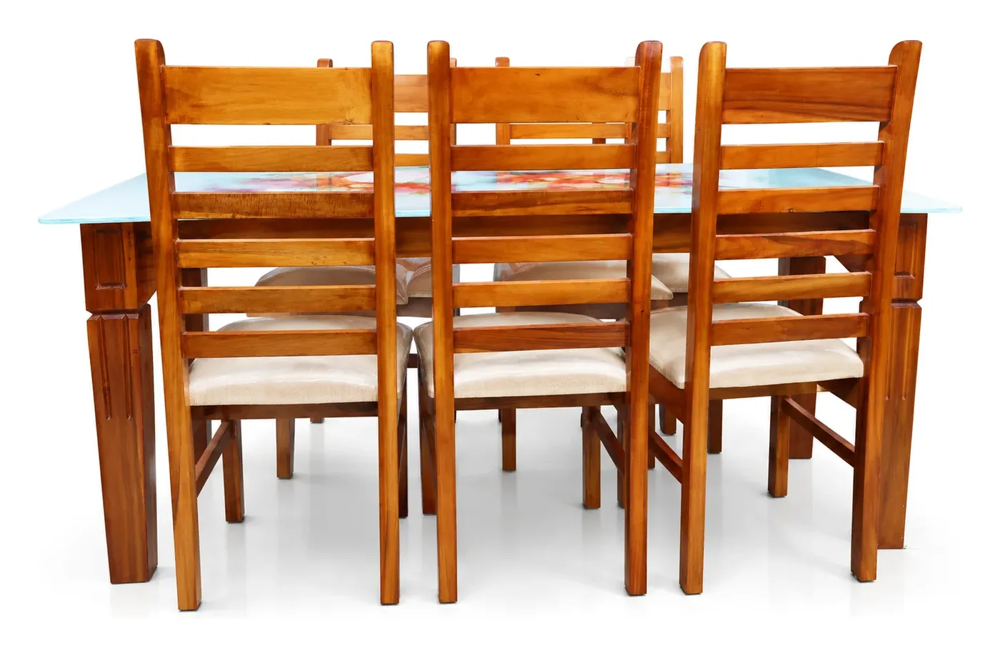 6-Seater Dining Set, Floral Print Glass Top, photo 4