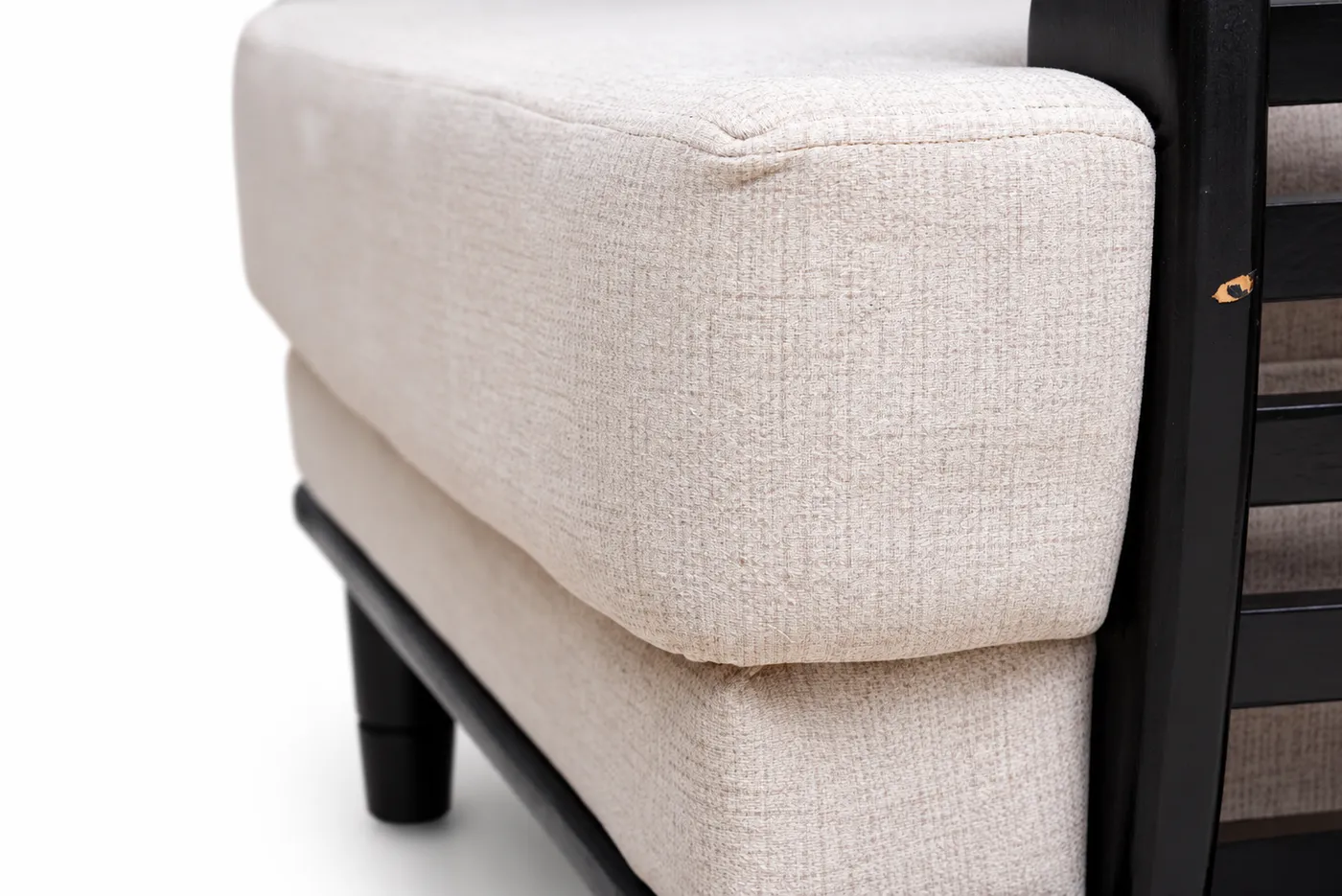 Sofa Set 3+1+1, Cream with Black Wooden Frame, photo 6