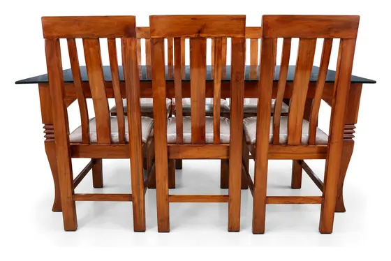 6-Seater Dining Set, Smoked Glass Top