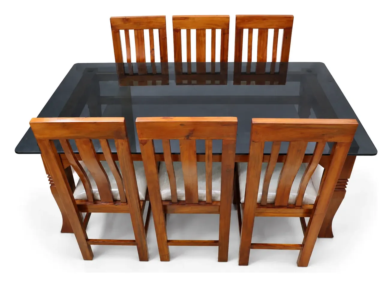 6-Seater Dining Set, Smoked Glass Top, photo 2