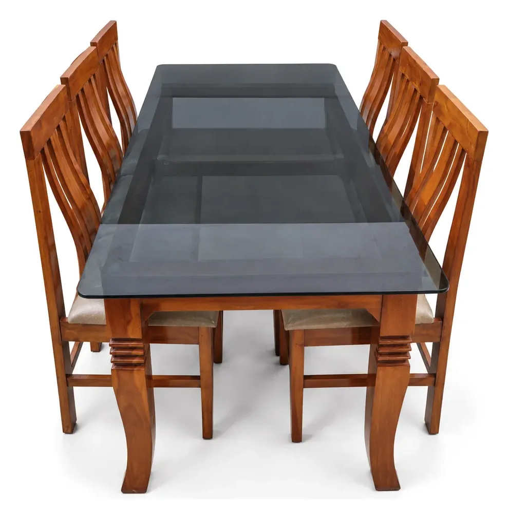 6-Seater Dining Set, Smoked Glass Top, photo 4