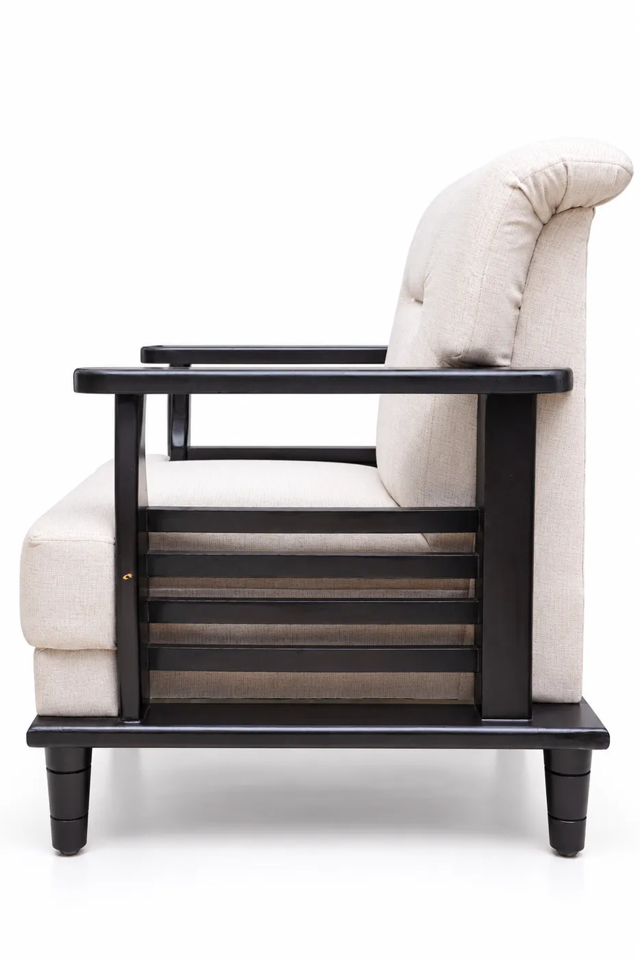 Sofa Set 3+1+1, Cream with Black Wooden Frame, photo 8