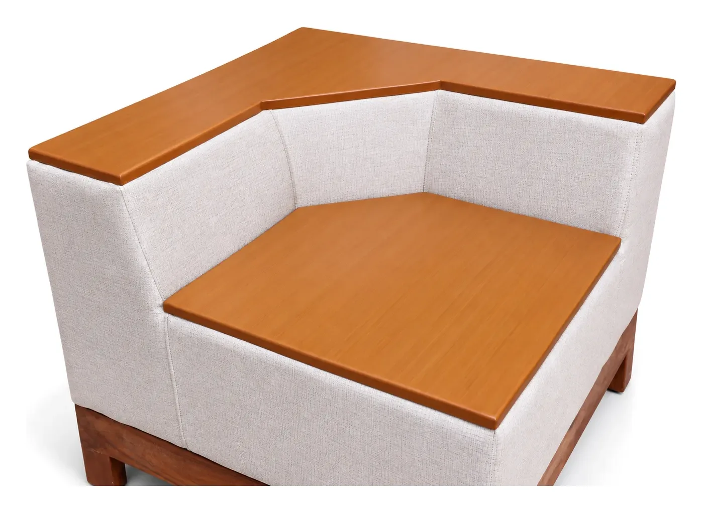 L-Shaped Sofa, White Tufted, Wooden Frame, photo 8
