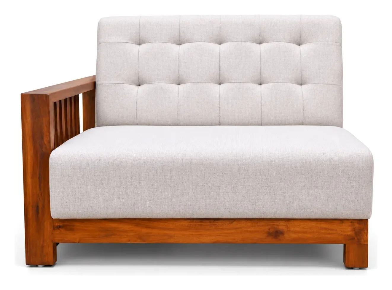 L-Shaped Sofa, White Tufted, Wooden Frame, photo 9