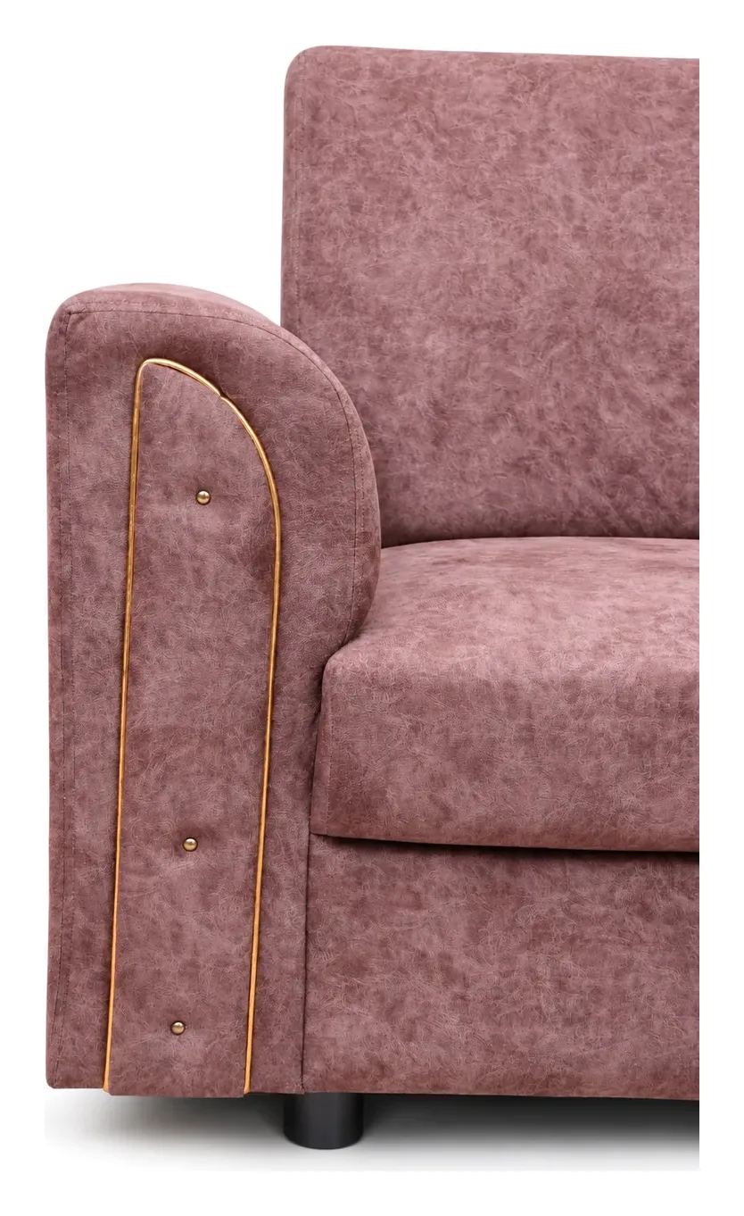 3-Seater Sofa, Mauve with Gold Strips, photo 5
