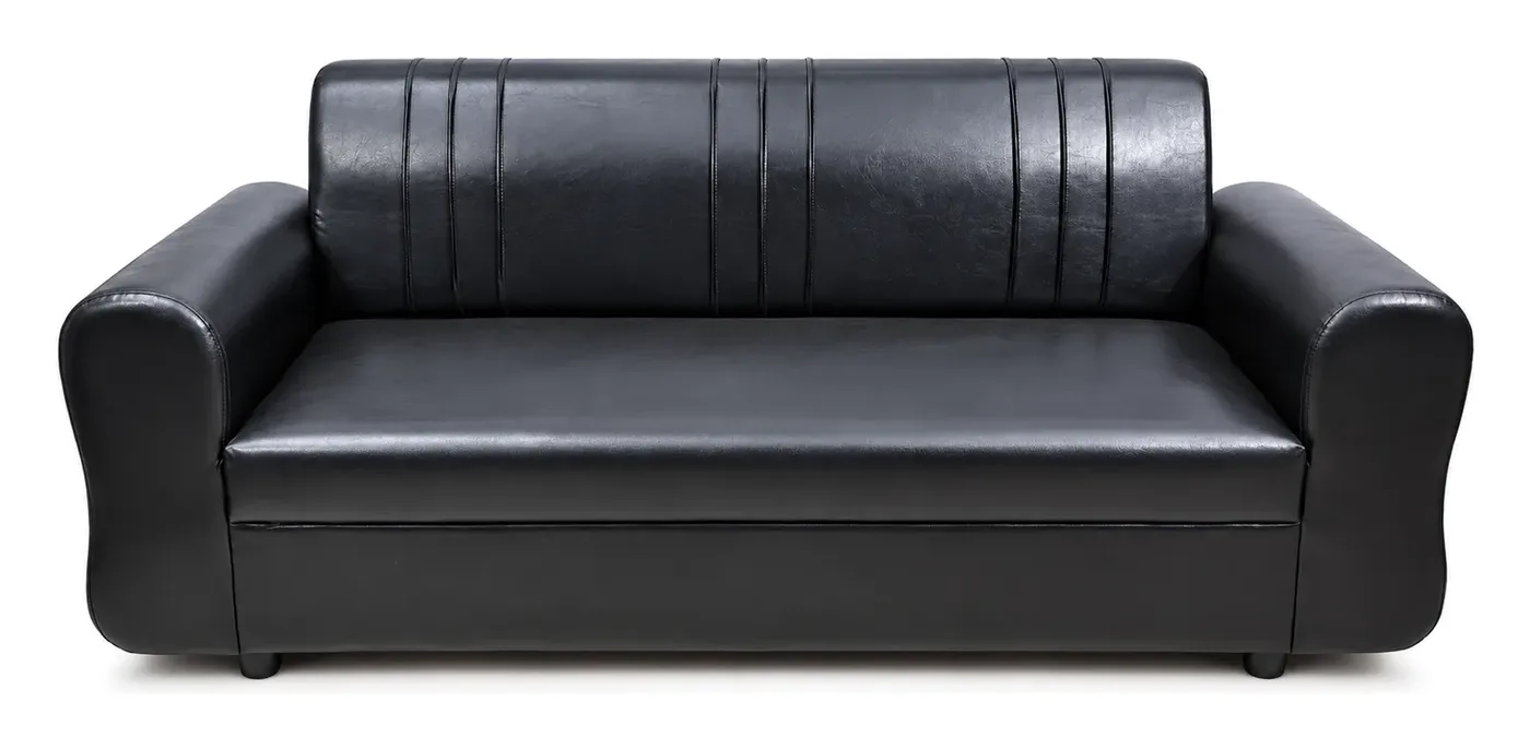 Sofa Set 3+1+1, Black Leather-Look, photo 2