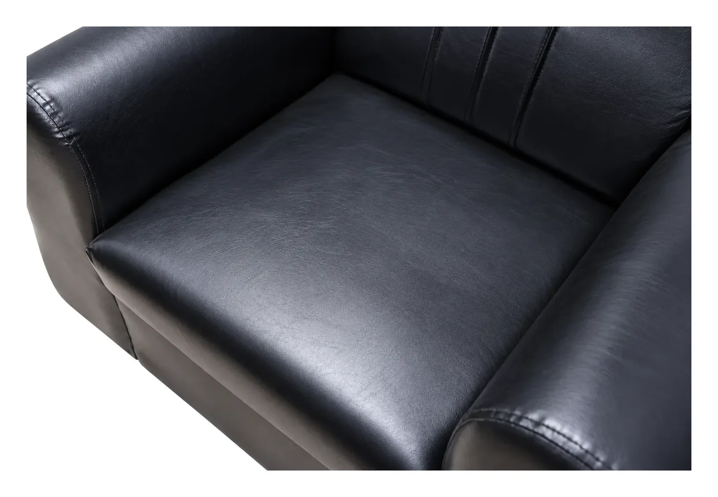 Sofa Set 3+1+1, Black Leather-Look, photo 5