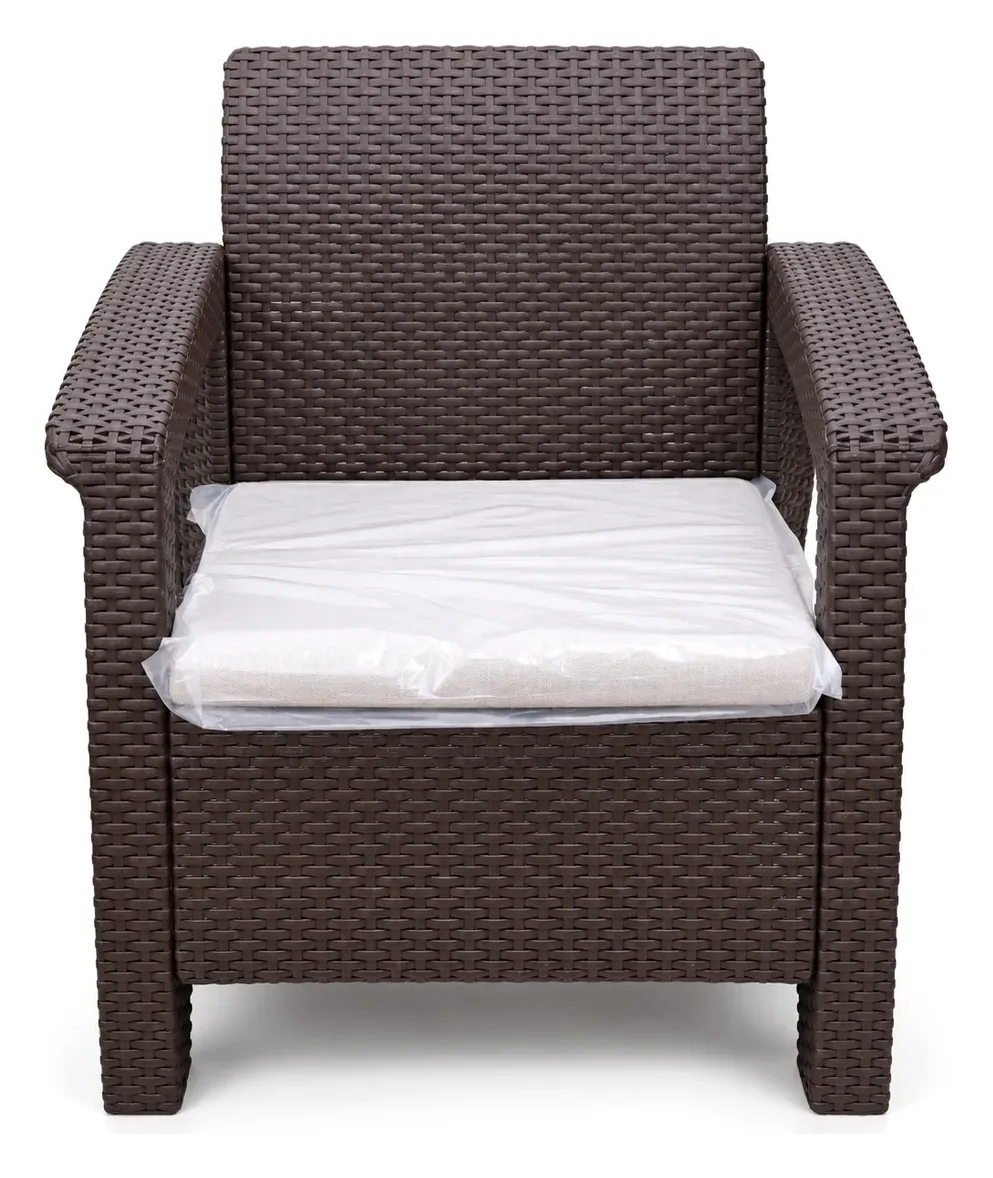 Sofa Set 3+1+1, Brown Rattan-Look, photo 2