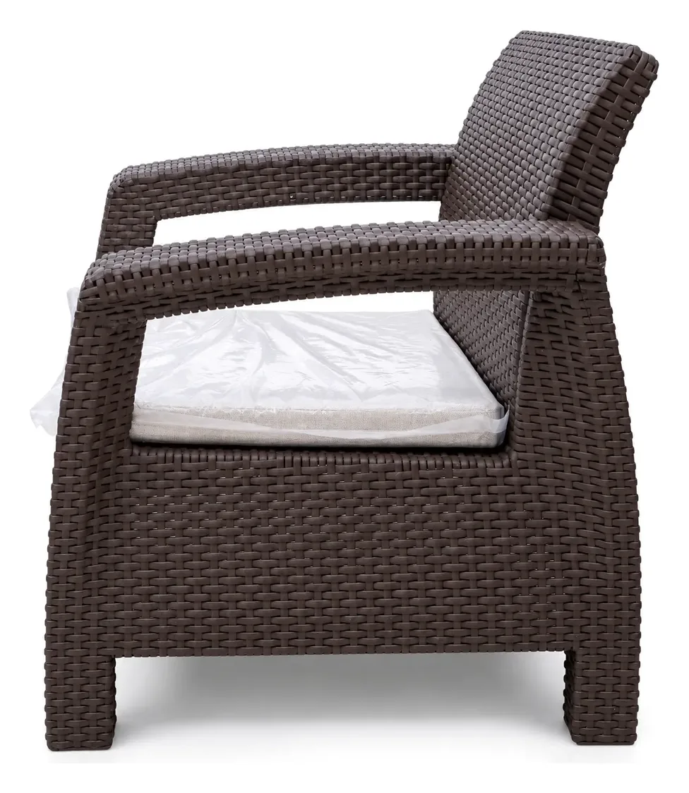 Sofa Set 3+1+1, Brown Rattan-Look, photo 3