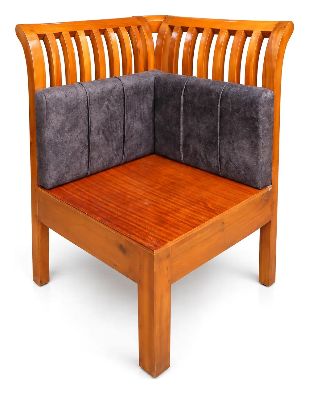 L-Shaped Sofa, Grey, Wooden Frame with Corner Table, photo 9