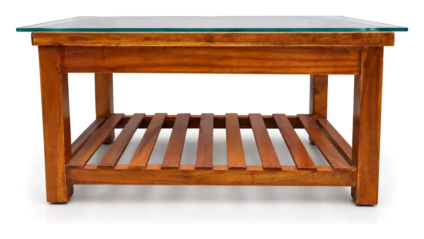 Centre Table, Wooden Slat Insert under Glass, photo 3