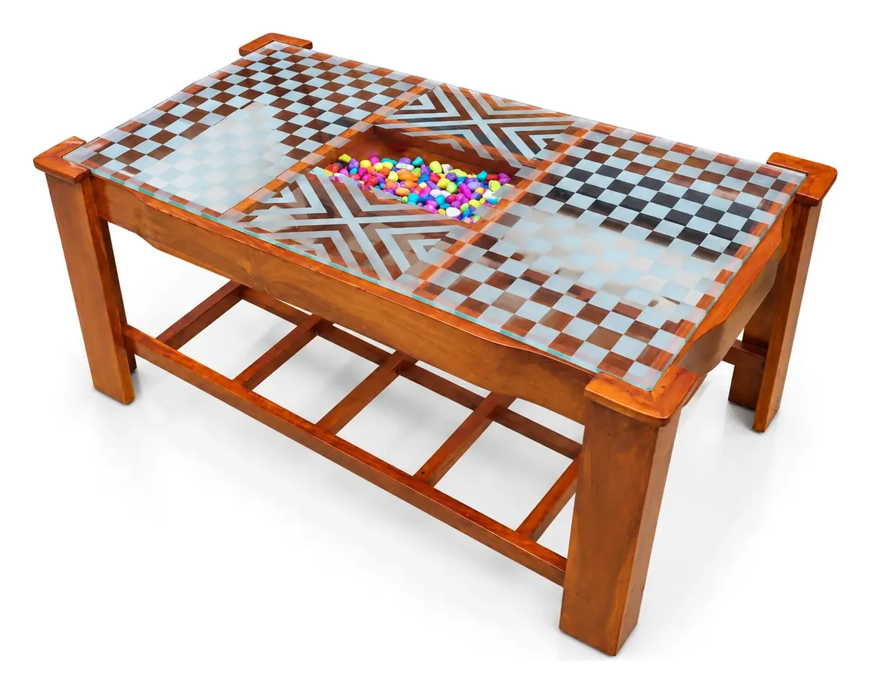 Centre Table, Checkered Glass with Pebble Centre, photo 2