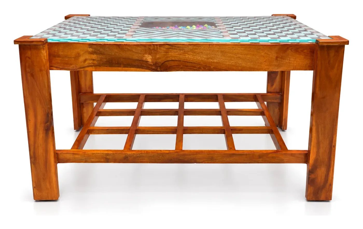 Centre Table, Checkered Glass with Pebble Centre, photo 3