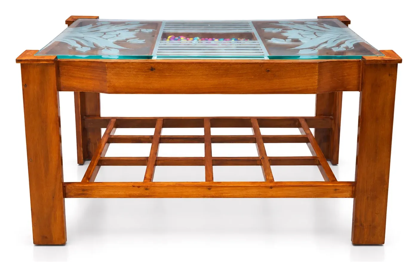 Centre Table, Frosted Floral Glass with Pebbles, photo 5