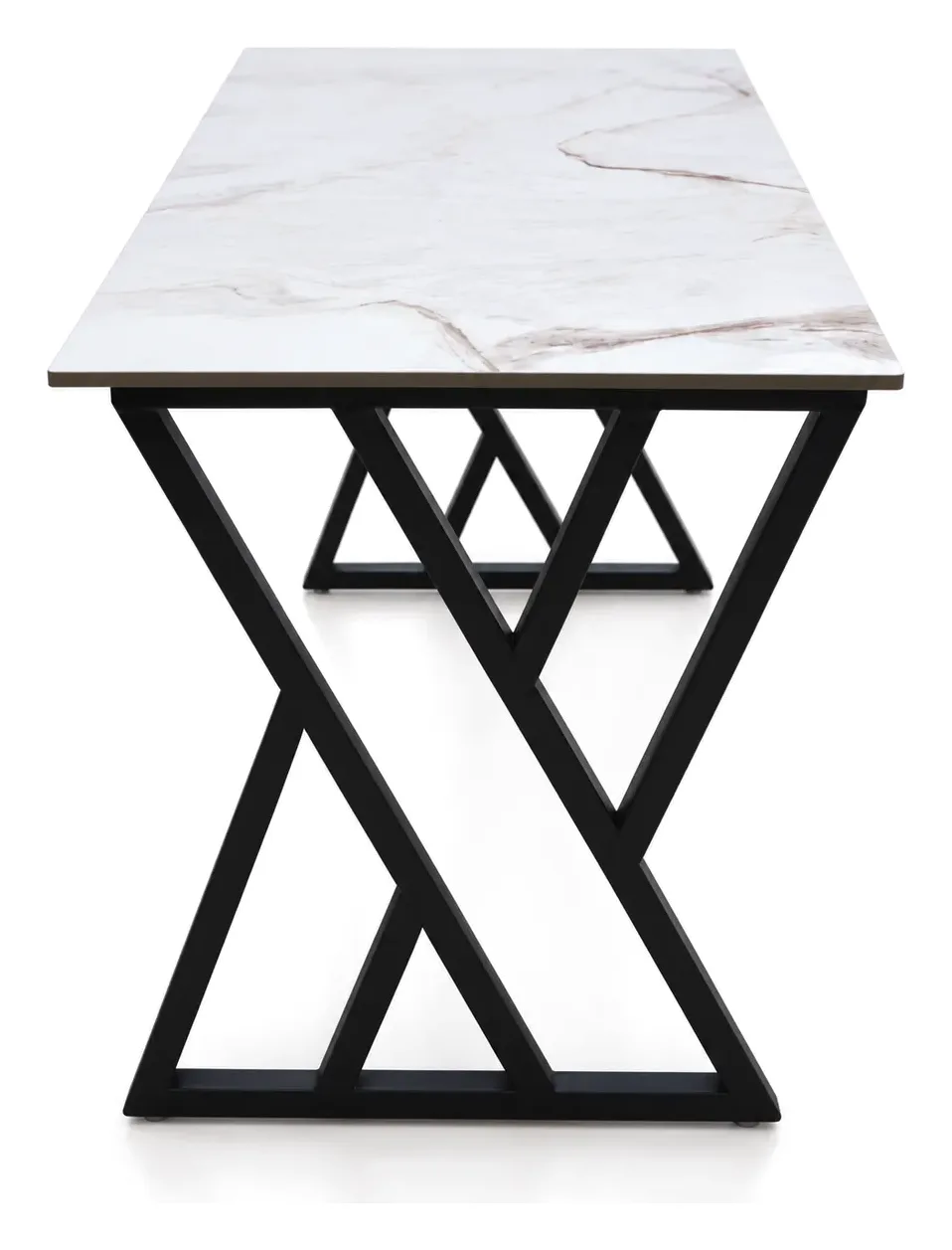 Table, Marble-Look Top, Black X Legs, photo 2