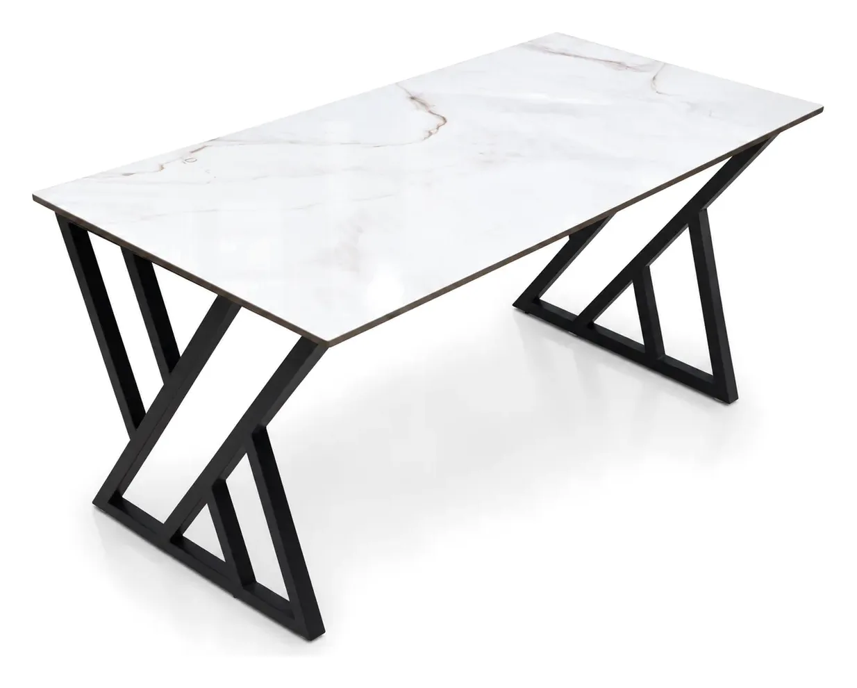 Table, Marble-Look Top, Black X Legs, photo 3