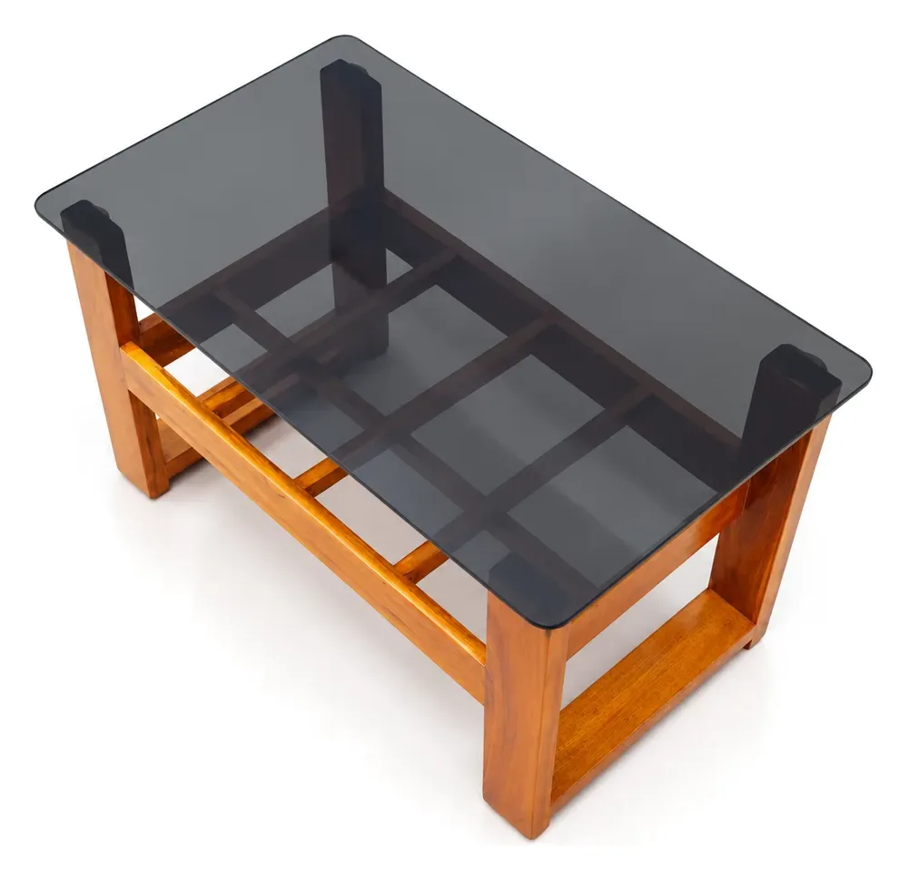 Centre Table, Black Glass, Grid Shelf, photo 2