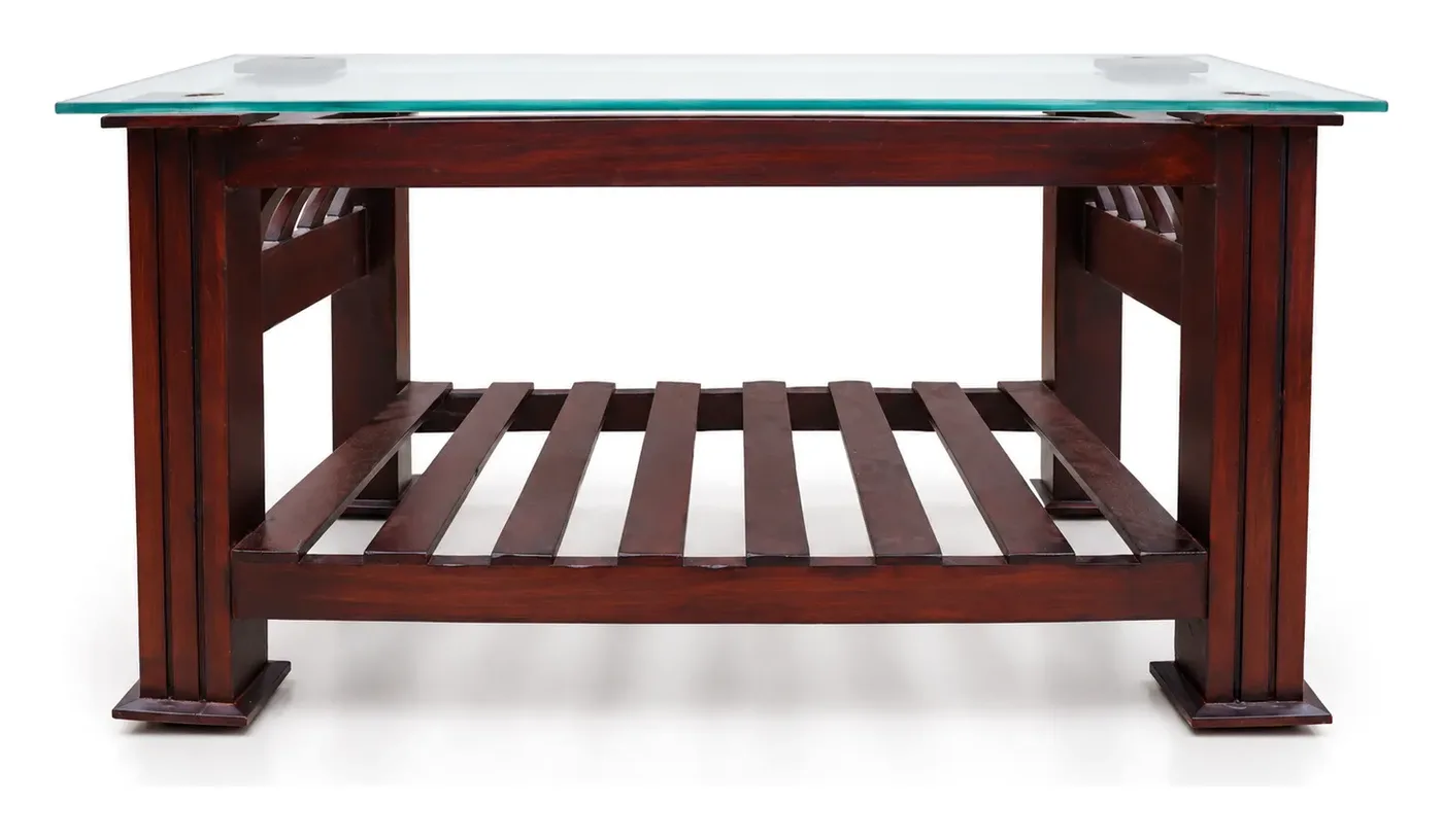 Centre Table, Dark Wood, Frosted Floral Glass, photo 6