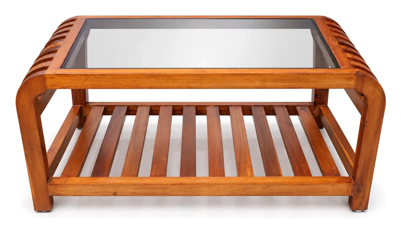 Centre Table, Curved Slats, Bronze Glass, photo 2