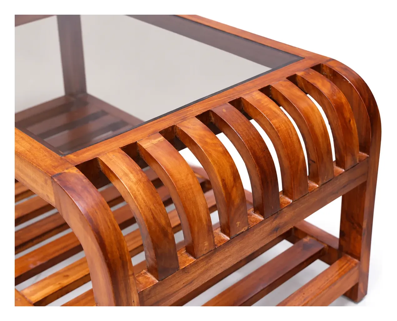 Centre Table, Curved Slats, Bronze Glass, photo 4
