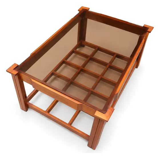 Centre Table, Bronze Glass, Grid Shelf