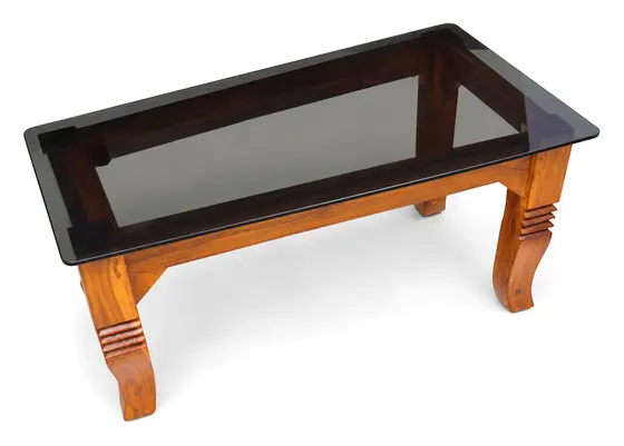 Centre Table, Black Glass, Carved Legs