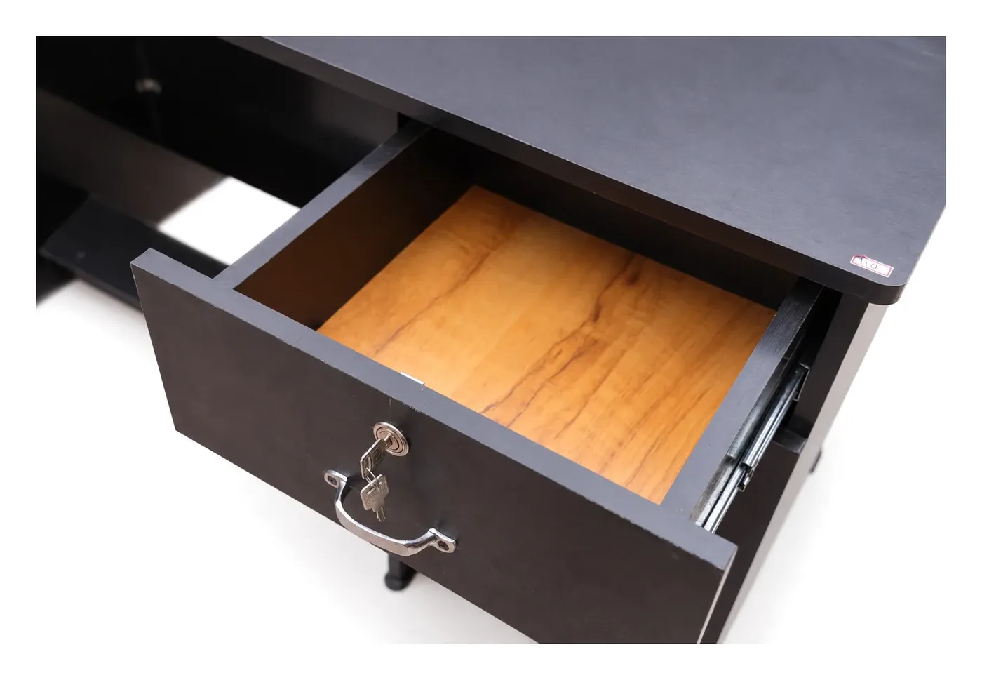 Office Table, Black, with Drawer and Cabinet, photo 2