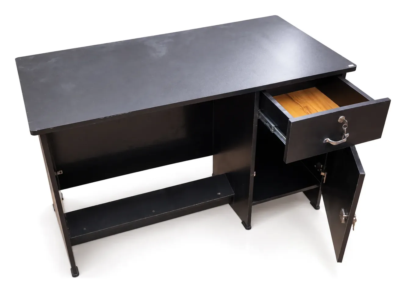 Office Table, Black, with Drawer and Cabinet, photo 3
